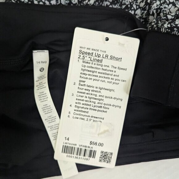 Lululemon Speed Up Low Rise Short 2.5" Venture Floral Alpine White Black 14 NWT - Picture 6 of 7